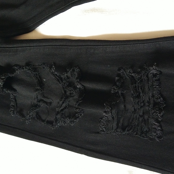 S.O.N.G Black Distressed Wide Leg Jeans - Picture 10 of 14